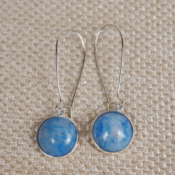 Blue Ocean Jasper Natural Stone Earrings - Picture 6 of 8